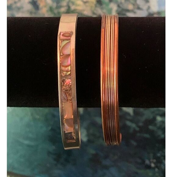 Hechoen Mexican Silver Cuff and Silver-Copper Cuff, Set of 2 - Picture 1 of 5